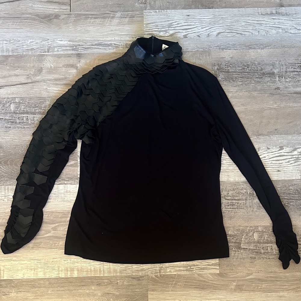 XL black turtleneck with dragon scale feature